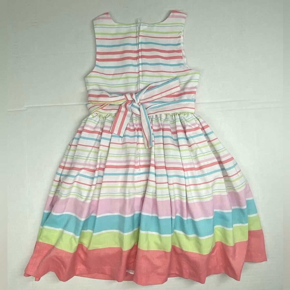 Bonnie Jean Dress with Tulle Underskirt Size 7 Striped Pastel Colors - Picture 2 of 4